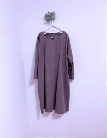 핸드메이드 7부 소매 코듀로이 원피스 기장 96cm 팥 밀크 A라인