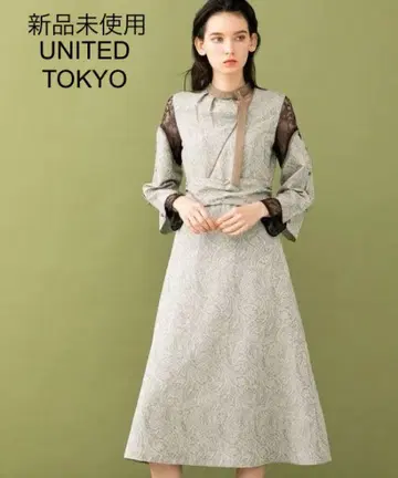 미사용 UNITED TOKYO 페이즐리 자카드 원피스
