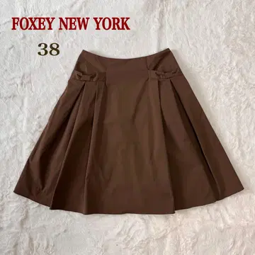 새상품급 FOXEY NEW YORK 폭시 38 A라인 스커트 브라운