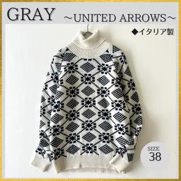 새상품급 이탈리아제 UNITED ARROWS 노르딕 무늬 터틀 니트 38