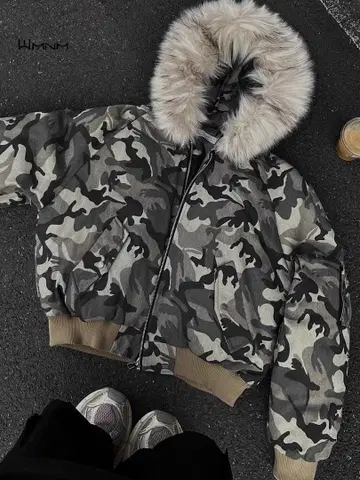 카모 패턴 퍼 자켓 punk Y2K 그런지 opium archive