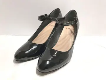 반카 도쿄 에나멜 펌프스 앵클 스트랩 24.5cm 블랙 계열 일본제