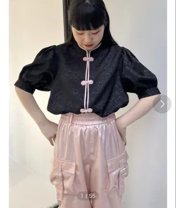 jouetie 볼륨 슬리브 차이나 셔츠