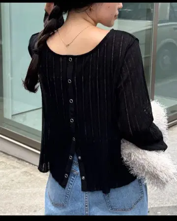바늘구멍 시어 2way 스냅 가디건 차오패닉 티피 블랙