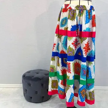 꽃무늬 멀티 컬러 롱 스커트 ZARA