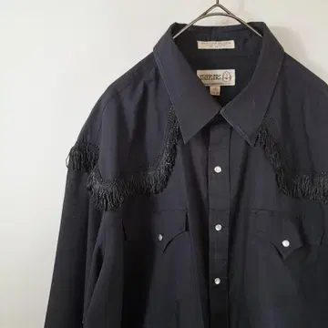 웨스턴 셔츠 긴팔 2L 3L 블랙 프린지 빅 루즈핏