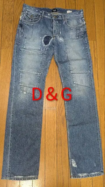 D&G 데미지 가공 블루 데님 팬츠 32인치
