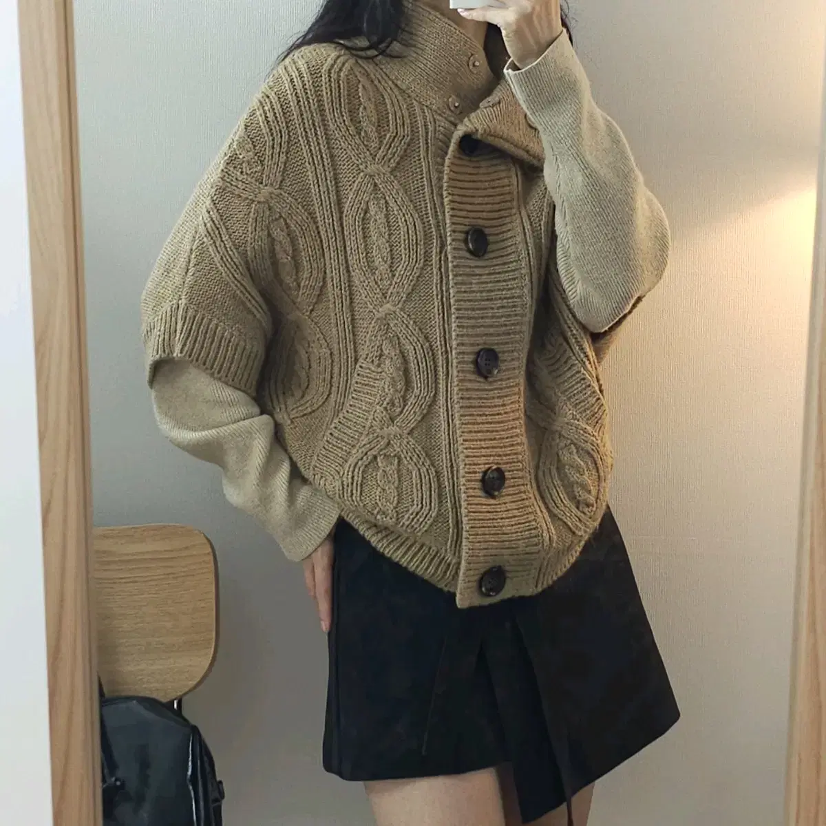 (90) Roem Women's Alpaca Knit Cape Cardigan H4M3529