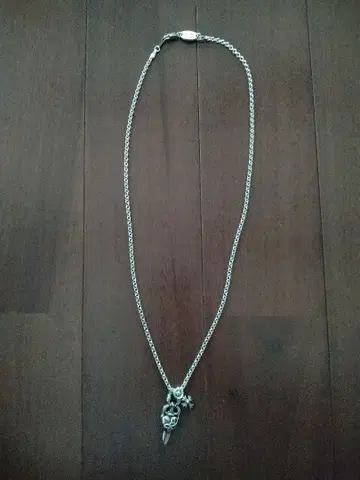 실버 대거 하트+미니 크로스 목걸이 약 50cm