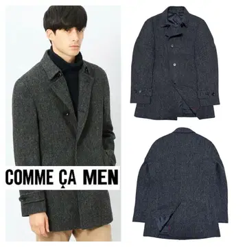 새상품급 COMME CA MEN 꼼사맨 바스켓위브 트위드 코트