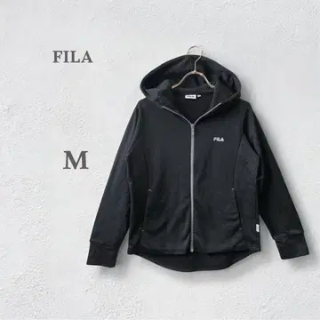 휠라 FILA 새상품급 풀 집업 후드티 후드 부착 플리스 블랙 블랙