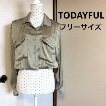 TODAYFUL 빈티지 크롭 셔츠 숏 기장 올리브 새틴