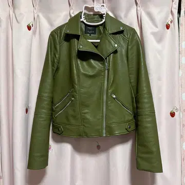 ZARA 올리브 그린 가죽 라이더 자켓