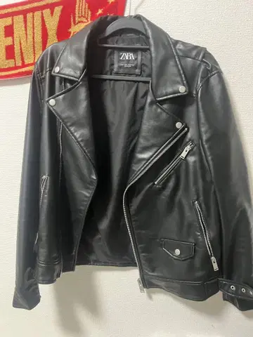 ZARA 블랙 가죽 라이더 자켓 M
