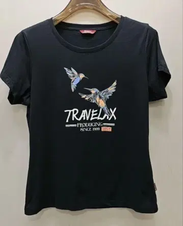 TRAVELUX 새 프린트 T셔츠 블랙