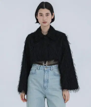 택 포함 새상품 CLANE 프린지 숏 자켓 블랙