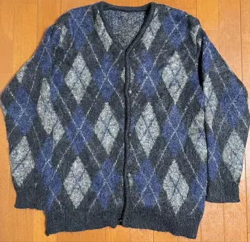 빈티지 모헤어 가디건 아가일