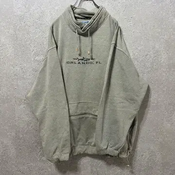 BASIX (XL) 90s 자수 맨투맨 오버 사이즈 드로 코드 구제 의류