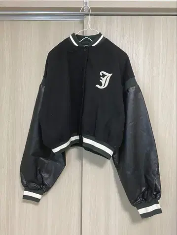 jouetie 소매 가죽 블루종 블랙