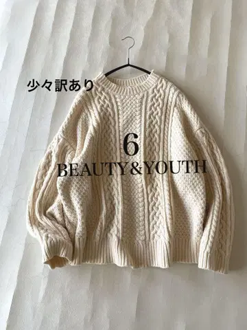 하자품 roku6 BEAUTY&YOUTH 루즈핏 아란 니트 울 스웨터