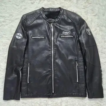 블랙 가죽 라이더 자켓
