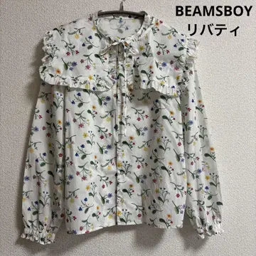 BEAMS BOY / 리버티 디태처블 프릴 칼라 셔츠 화이트