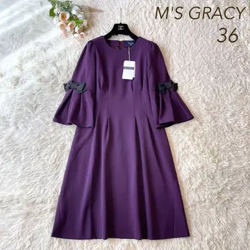컨디션 최상 M'S GRACY 2020년 리본 포함 원피스 퍼플 36