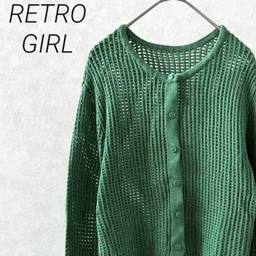 RETRO GIRL 가디건 굵은 짜임 숏 기장 심플 겉옷