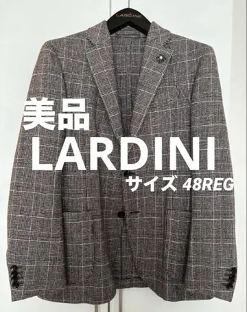 남성용 새상품급 LARDINI 울 체크 무늬 테일러드 자켓 REG 48
