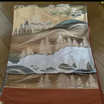 고급 후쿠로 오비 산과 숲의 풍경 호몬기 니시진 비단 교토