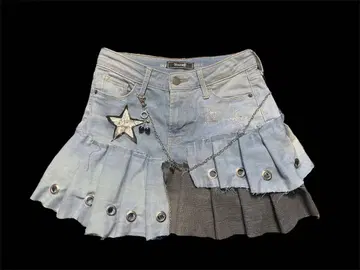 Denim Star Pleated Skirt
