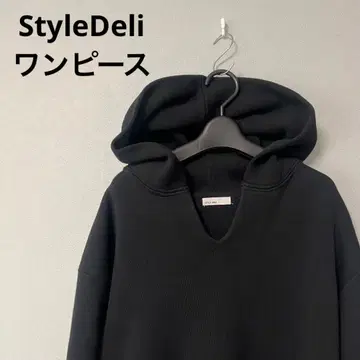 스타일 델리 Styledeli 니트 후드티 원피스 블랙 사이즈 01