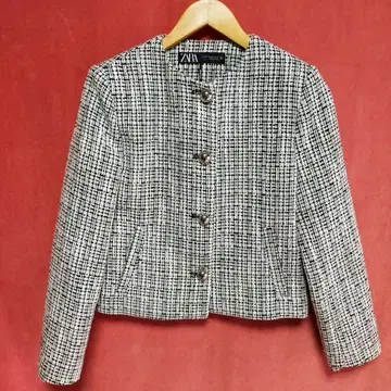 미사용 택 포함 ZARA 노카라 트위드 자켓 작은 사이즈