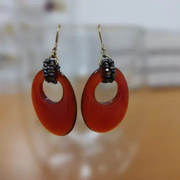 [ 하나뿐인! ] 홍차 마노 빅 사이즈 귀걸이