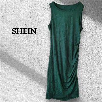 1점 한정 SHEIN 다크 그린 슬리브리스 원피스 티셔츠 [ M ]