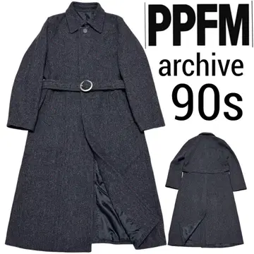 90s 아카이브 PPFM 트위드 슈퍼 롱 벨트 트렌치코트