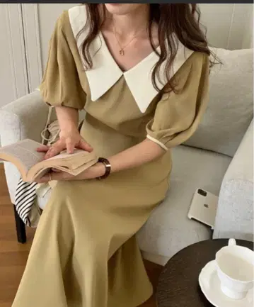 [ 새상품 미사용 택 포함 ] N.s 원피스 베이지 옷깃 가을 프리 F