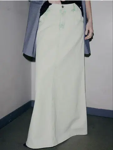 [ 새상품 ] FULL LENGTH COLOR DENIM SKIRT 그린