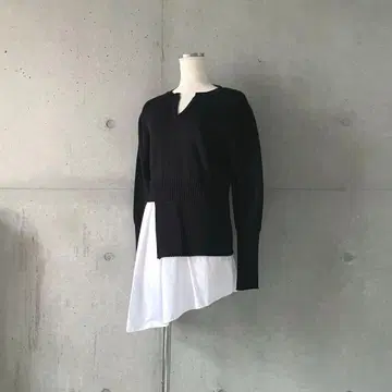 택 포함 새상품 셔츠 레이어드 스타일 키넥 니트 풀오버 블랙 튜닉