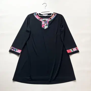 최근 새상품급 레오나르 튜닉 꽃무늬 40 기장 71