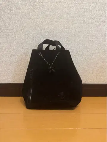 아쓰부 워터프루프 스웨이드 드로우 스트링 백 복조리 방수 블랙