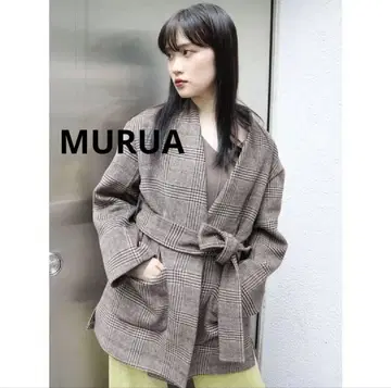 [ 선착순 ] MURUA 노카라 자켓 프리 사이즈 체크 무늬 새상품