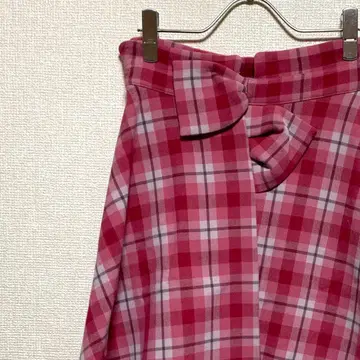 Swingle 플레어 스커트 체크 무늬 리본 비대칭 안감 부착