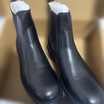 [Luzean] 여성용 숏부츠 사이드 고어 24.0cm 천연 가죽 블랙