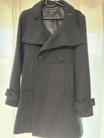 다크 그레이 더블 버튼 롱 코트