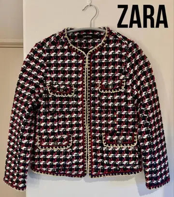 [새상품급] ZARA 트위드 노카라 자켓 S사이즈 상당