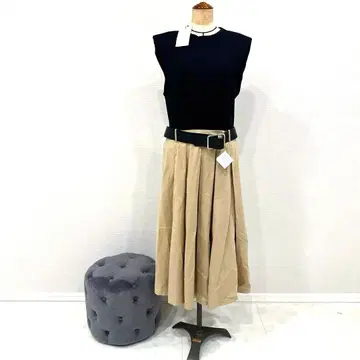 원피스 베이지 플레어 스커트 벨트 포함 ZARA XL