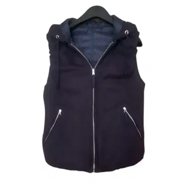 플라스테 2way 네이비 후드 부착 다운 베스트 손세탁 가능 리버서블