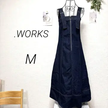 10355 .WORKS 데님 오버롤 스커트 M 맥시 길이 레이온 혼방