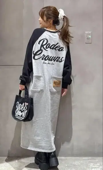 로데오 크라운 래글런 칼라 스티치 원피스 롱 원피스